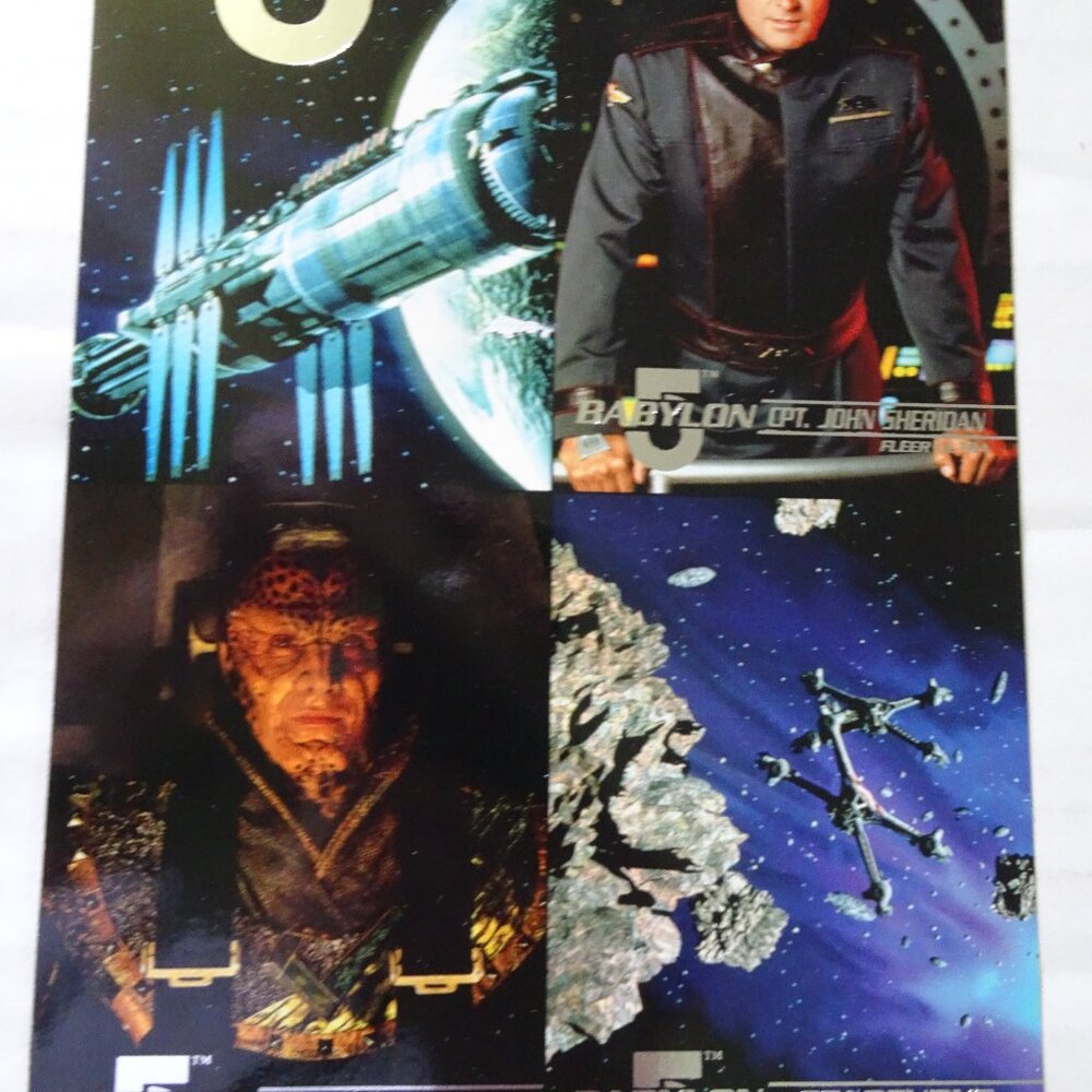 Babylon 5 - Fleer Ultra Trading Card - 4 Card Uncut Promo Sheet 1995 Silver Foil